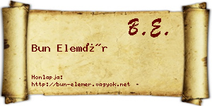 Bun Elemér névjegykártya